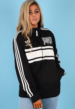 VINTAGE ADIDAS TRACK JACKET IN BLACK NJ513