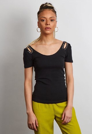 VINTAGE 90'S BLACK DIAMONTE T-SHIRT