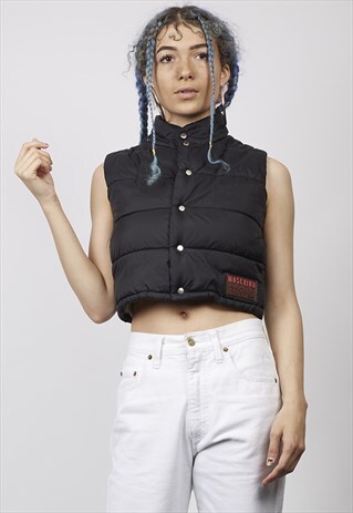 VINTAGE 90'S MOSCHINO CROPPED BLACK GILET