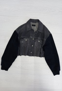 Allsaints Denim Jacket Grey Black Cropped