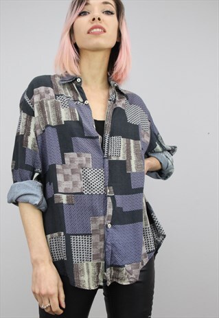 VINTAGE 80S/90S OVERSIZED PATTERNED SHIRT