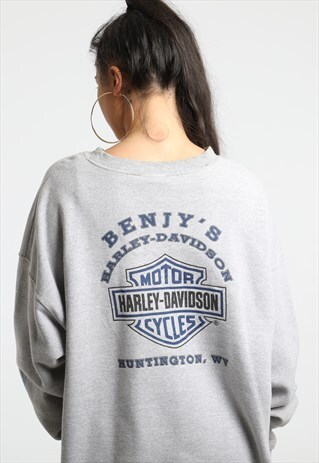 90S HARLEY DAVIDSON PRINT SPELL OUT SWEATSHIRT