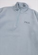 VINTAGE 90S FILA EMBROIDERED LOGO 1/4 ZIP FLEECE IN BLUE