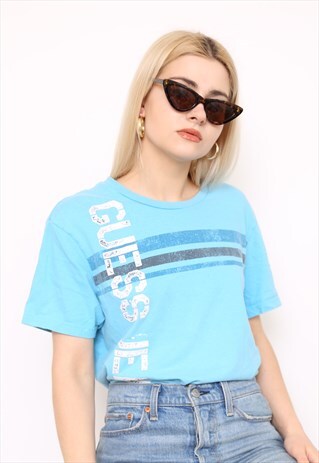 VINTAGE 90S GUESS BLUE TOP T-SHIRT