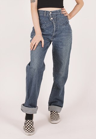 VINTAGE 90S WESTERN HIGH WAISTED BLUE MOM JEANS /NN2694