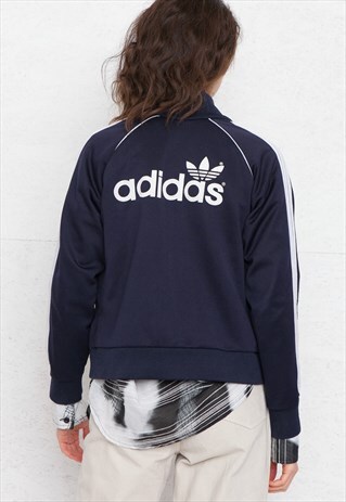 VINTAGE NAVY ADIDAS ZIP TRACK JACKET