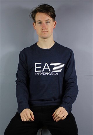 VINTAGE EMPORIO ARMANI SWEATSHIRT IN NAVY BLUE WITH PRINTED