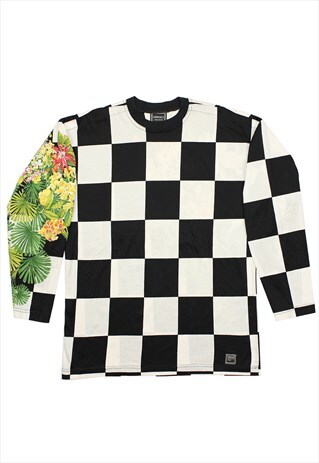 VINTAGE 1990S VERSACE CHECKERBOARD JUNGLE PRINT TOP