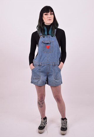 VINTAGE 90'S DENIM DUNGAREE SHORTS SIZE SMALL