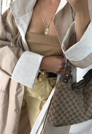 VINTAGE 90S BEIGE BROWN LONG TRENCH MAC DUSTER JACKET