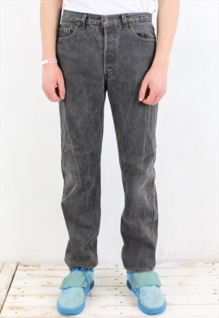501 Vintage Mens W34 L32 Regular Straight Jeans Denim Pants