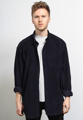 VINTAGE CORDUROY CORD SHIRT BLUE