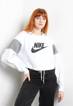 Vintage Nike Toggle Cropped Sweatshirt White