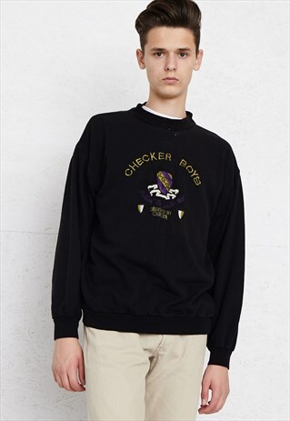 VINTAGE BLACK CREW NECK PULLOVER SWEATSHIRT