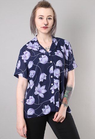 VINTAGE 90S FLORAL PATTERNED SHEER BLOUSE