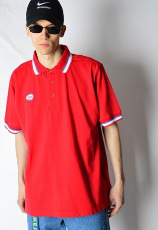 VINTAGE 90S RED SHORT SLEEVE POLO SHIRT