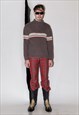 90's Vintage knitted half zip jumper in ash brown