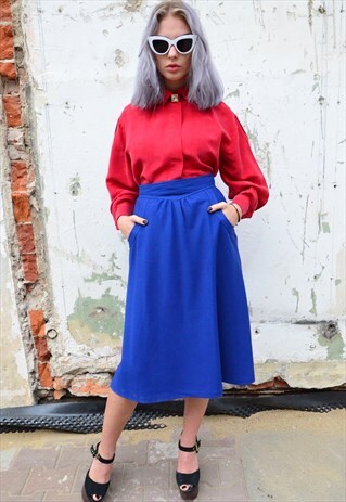 80S VINTAGE NAVY SKIRT
