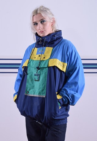 RETRO BLUE GREEN AND YELLOW PUMA JACKET