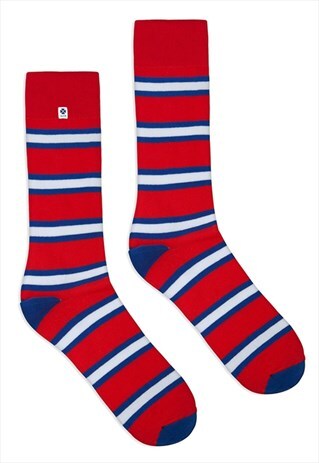 STRIPY STRIPEY RED BLUE SOCKS MEN, COLOURFUL SOCKS FOR SUIT