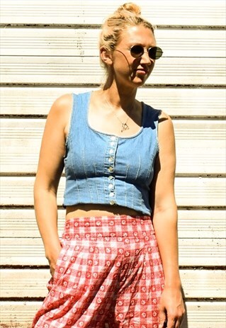 VINTAGE DENIM TOP SLEEVELESS BLOUSE