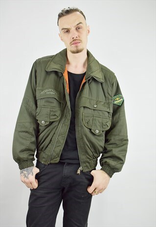VINTAGE 90S COURMAYEUR KHAKI MA1 STYLE SKI JACKET