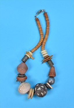 Vintage Boho Wooded Bead Necklace 