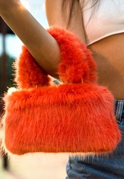 Karma Couture EXCLUSIVE Stella Faux Fur Mini Bag in Coral