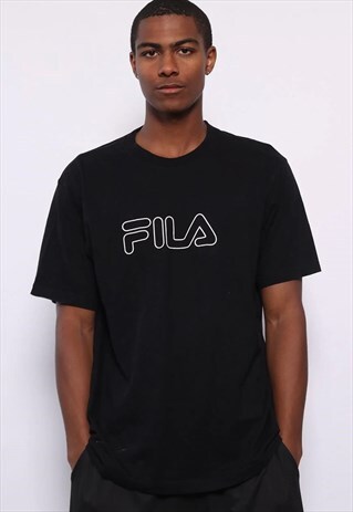VINTAGE FILA BIG LOGO SPELLOUT T-SHIRT BLACK