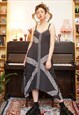 VINTAGE Y2K HIPPY FAIRY BANDANA PRINT MIDI DRESS IN BLACK