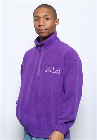 VINTAGE FILA LOGO 1/4 ZIP FLEECE PURPLE