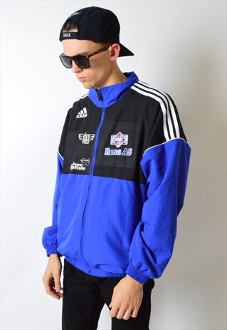 BLACK AND BLUE ADIDAS TRACK JACKET