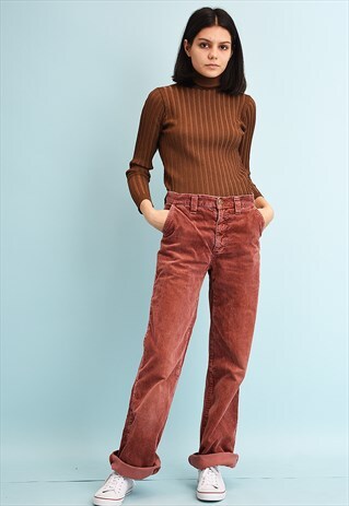 90'S RETRO REGULAR WAIST CORDUROY TROUSERS
