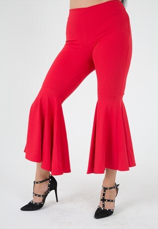 RED FLARE TROUSERS