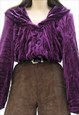 80S VINTAGE VELVET PURPLE BLOUSE SHIRT (SIZE M)