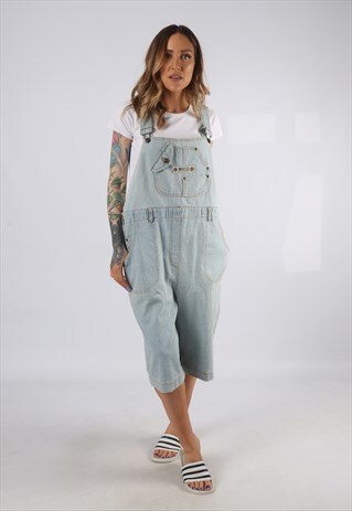 VINTAGE WHEELS DENIM DUNGAREE SHORTS UK 20 3XL (BDDG)