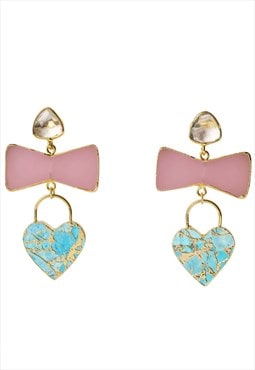 'MOLTEN HEART' Earrings Turquoise Pink