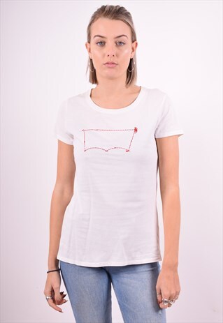 LEVI'S WOMENS VINTAGE T-SHIRT TOP LARGE WHITE 90'S
