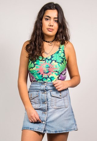 VINTAGE 90'S MULTICOLOUR SUN PRINT OPEN BACK SWIMSUIT
