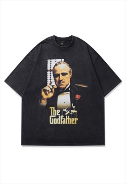 Godfather t-shirt retro movie tee Mafia top in vintage grey