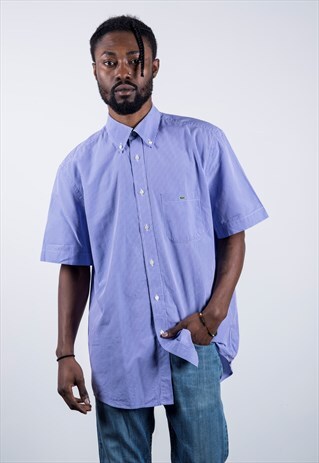 LACOSTE VINTAGE 1990S PURPLE CHECKED SHIRT
