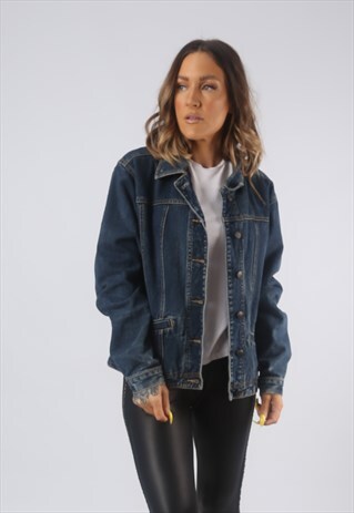 VINTAGE DENIM JACKET LINED UK 14 LARGE (GBCA)