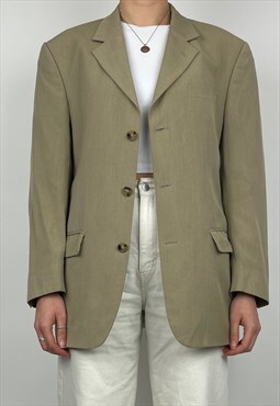 Balmain Vintage Blazer Jacket 90s Beige Mens Linen