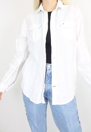 VINTAGE TOMMY HILFIGER WHITE LINEN SHIRT