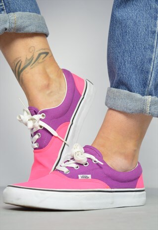 VINTAGE 90S VANS FLUORESCENT PINK & PURPLE SKATE SHOES RETRO