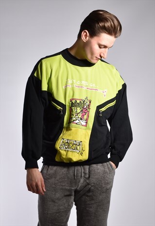 VINTAGE 1990S COLOUR BLOCK POCKET SWEATSHIRT