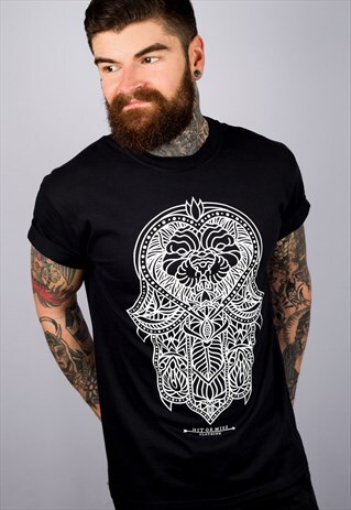 HAMSA LION BLACK T-SHIRT
