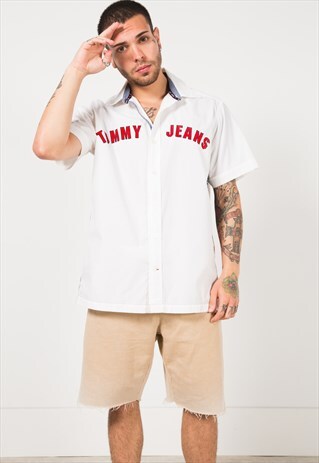VINTAGE 80S TOMMY HILFIGER SHORT SLEEVE SHIRT / S4041