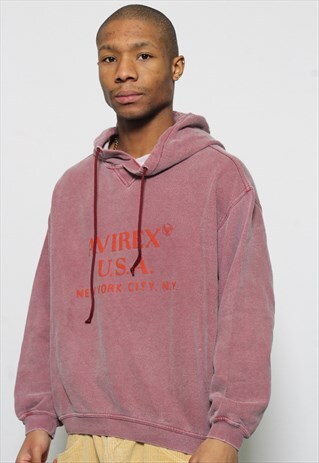 VINTAGE AVIREX HOODIE OVERDYE RED