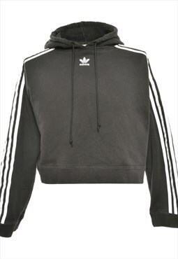 Black Adidas Cropped Hooded Sweatshirt - M